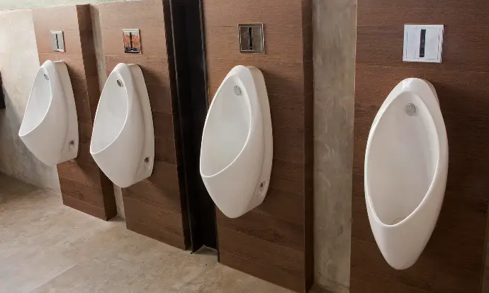 A spotless public urinals Public Urinals