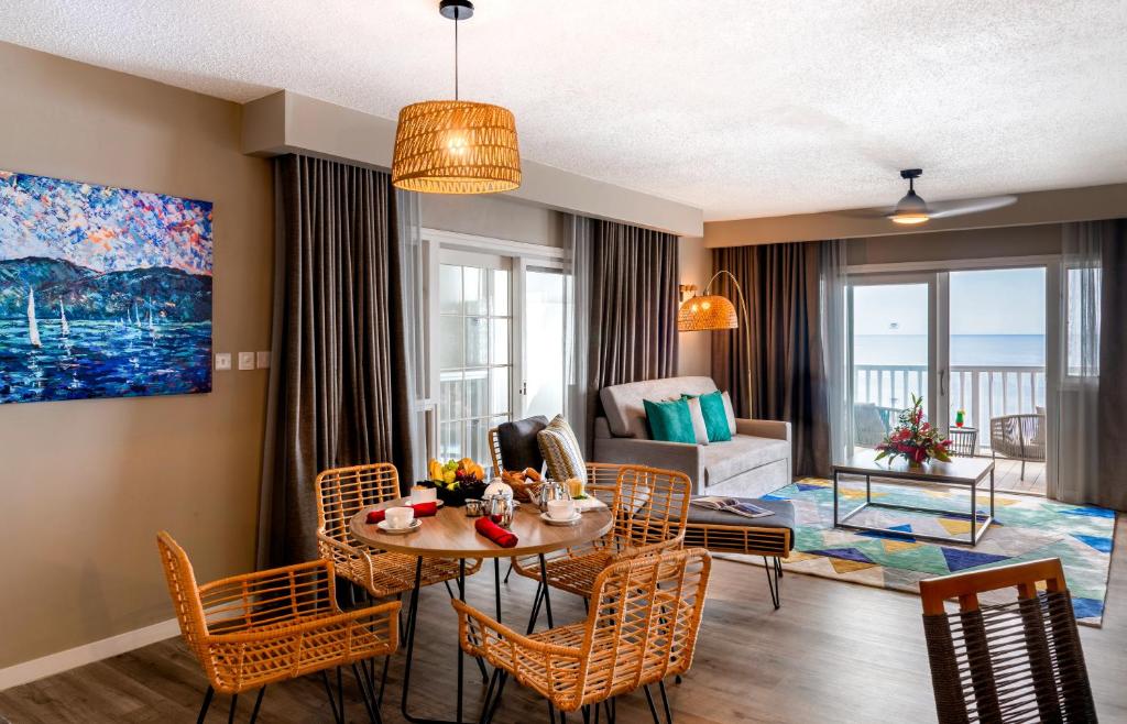  Inviting living room setup with dining area.