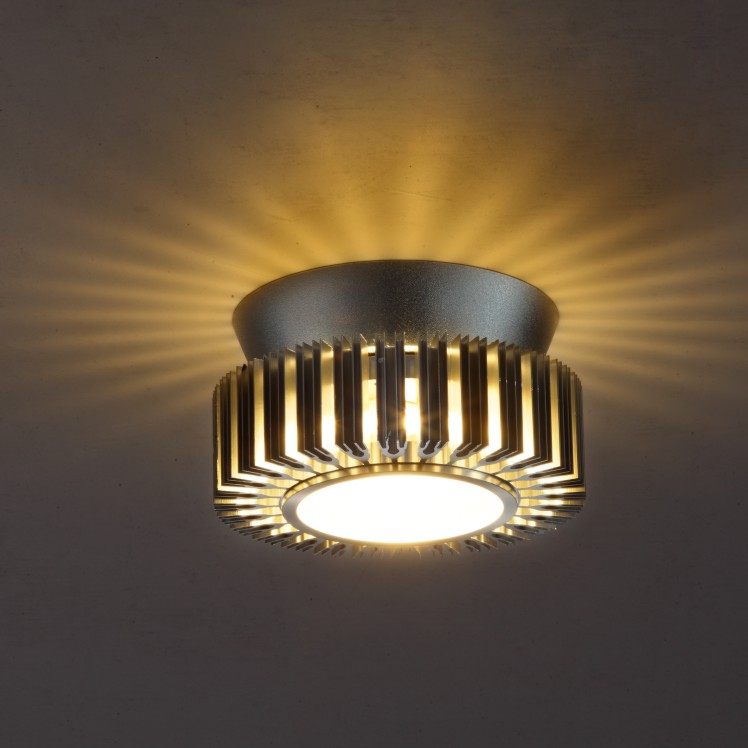 A circular ceiling light 