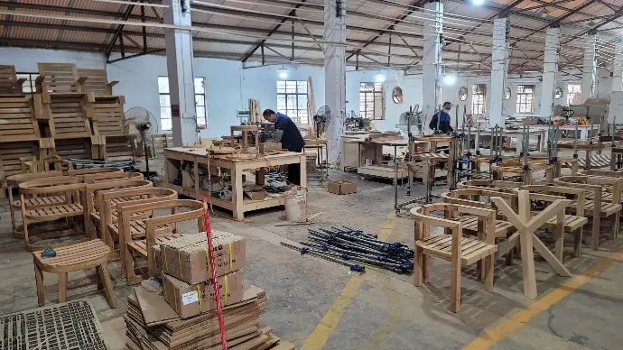 An outdoor chair factory A wooden furniture factory