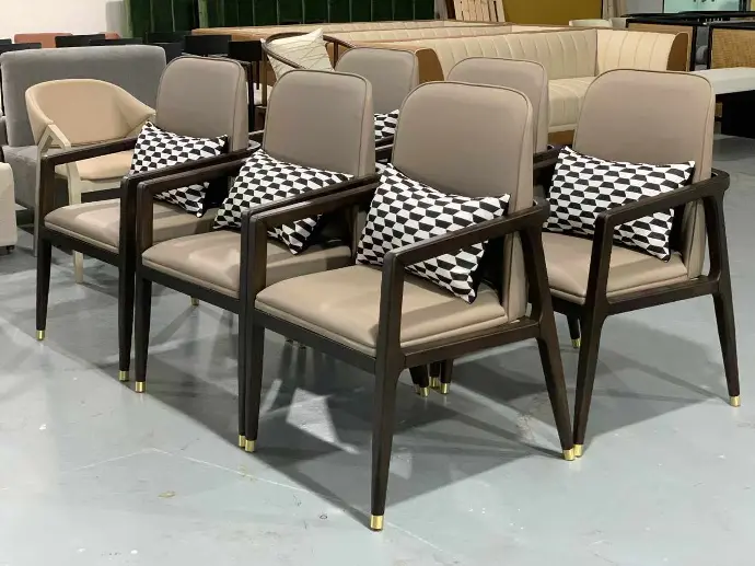 Stylish chairs adorned with checkered cushions Collection of chic chairs